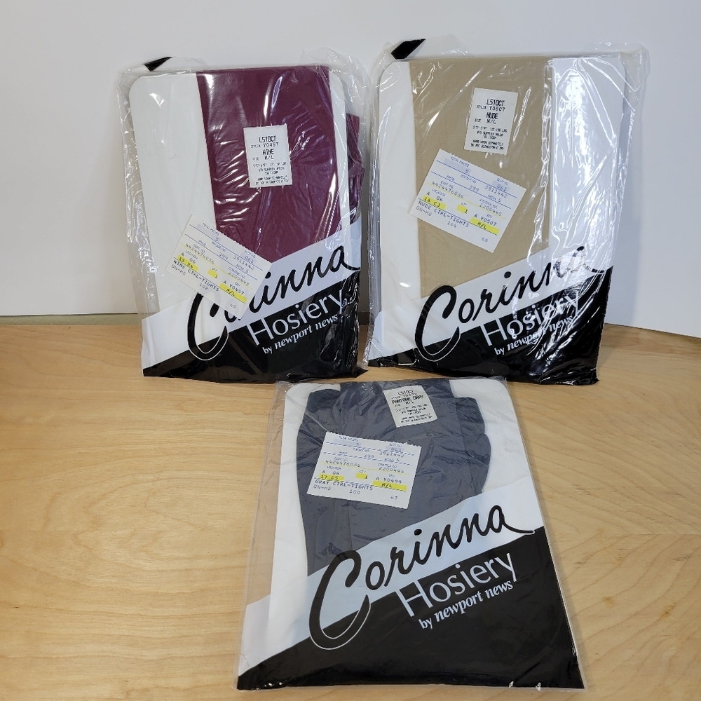 Womans 3 Pairs Corinna Hosiery by Newport News Nude Wine Gray Size Med/large